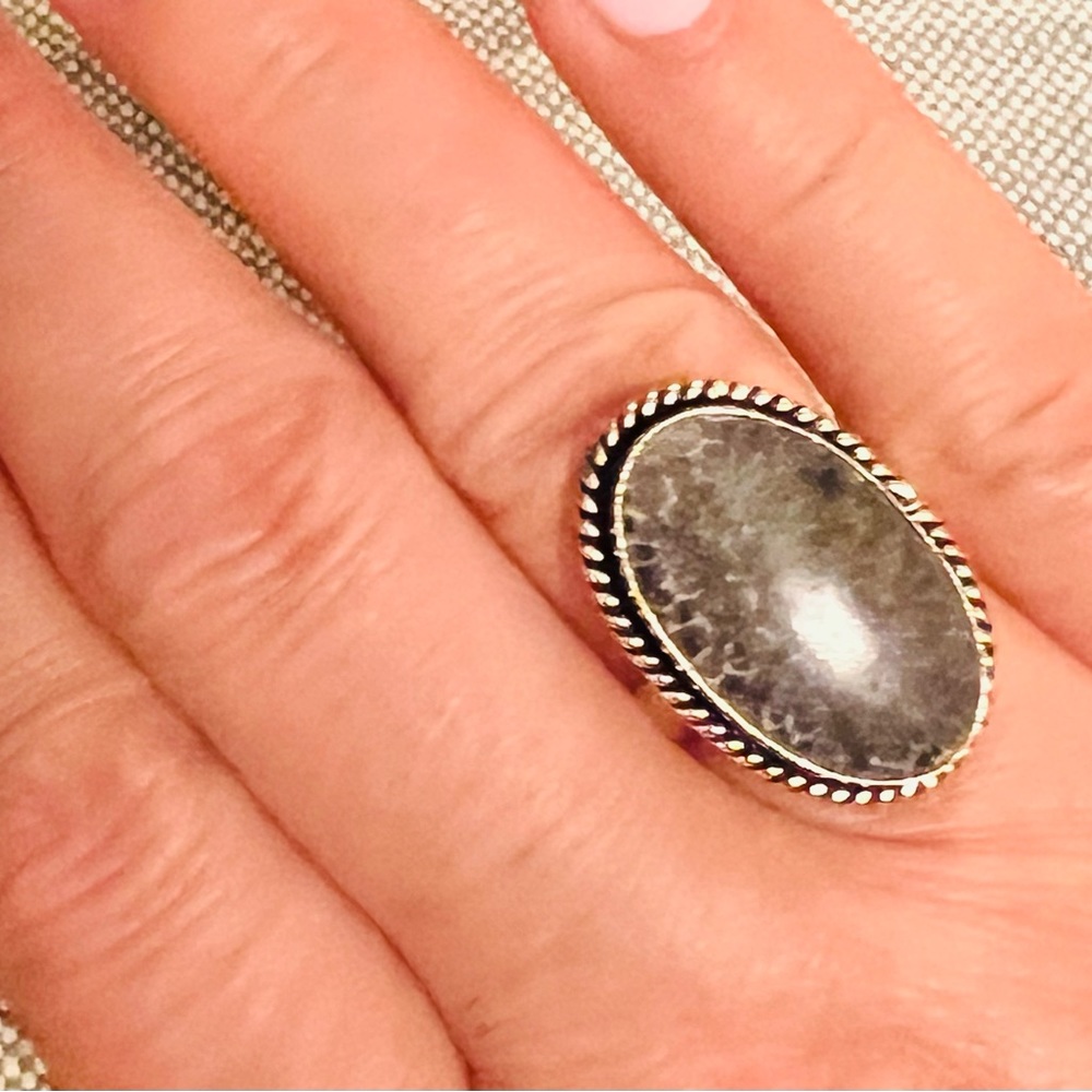 Large gemstone ring size 8.5. 925 plated over brass.  This ring is gorgeous!!!